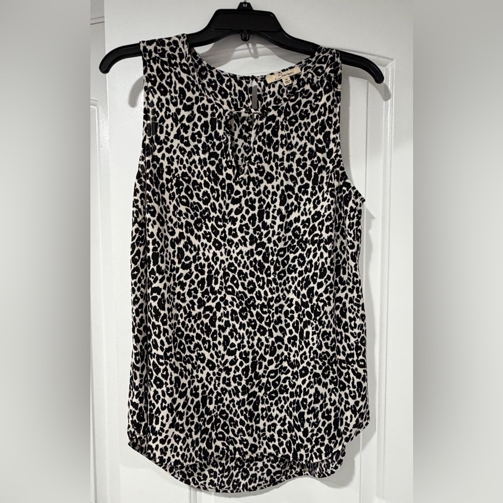 Sleeveless Animal Print Women’s Top - Black & Cream